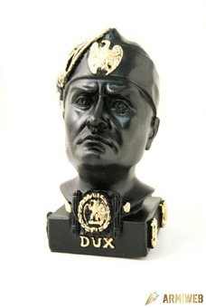 BUSTO BENITO MUSSOLINI RESINA NERA E ORO RIFINITO H.CM.15