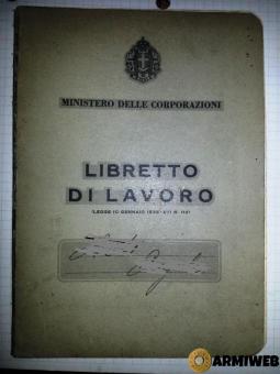 Libretto di Lavoro periodo ventenni era Fascista.